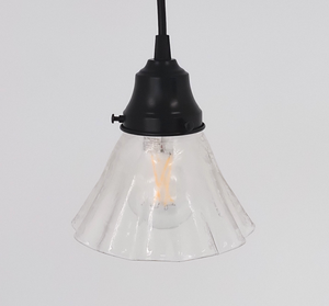 Vintage Etched Wildflower Bell Glass Pendant