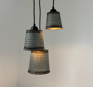 Corrugated Barn Metal Galvanized Rustic Trio Pendant