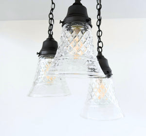 Vintage Diamond Cut Floral Ceiling Light Trio - The Lamp Goods