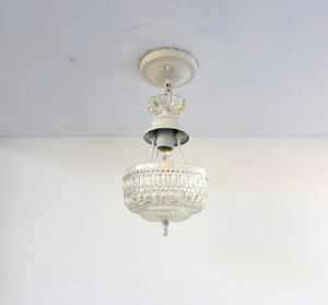 Vintage Pressed Glass Petite Chandelier Pendant Light