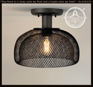 Farmhouse Black Mesh Ceiling Light