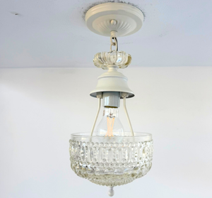 Vintage Pressed Glass Petite Chandelier Pendant Light