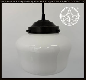 Classic Schoolhouse |7.5"| Milk Glass PENDANT LIGHT Fixture