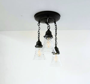 Vintage Diamond Cut Floral Ceiling Light Trio - The Lamp Goods