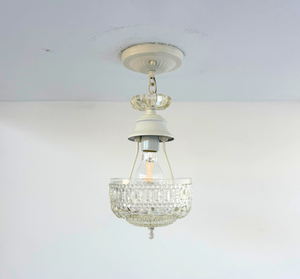 Vintage Pressed Glass Petite Chandelier Pendant Light