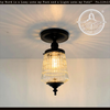Vintage Ribbed Glass Tiered Flush Mount Light
