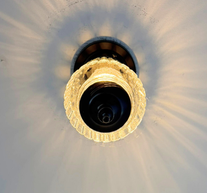 Vintage Ribbed Glass Tiered Flush Mount Light
