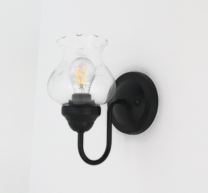 Delicate Antique Clear Etched Vine Wall Sconce