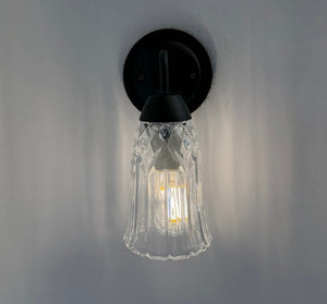 Classic Fluted Pressed Glass Wall Sconce