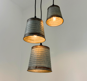 Corrugated Barn Metal Galvanized Rustic Trio Pendant
