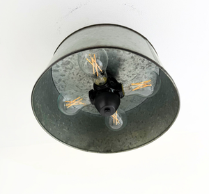 Copper-Edge Galvanized Farm Drum Ceiling Light