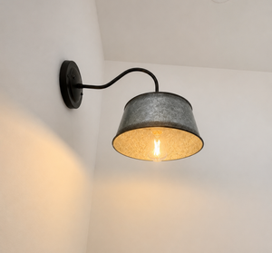 Copper-Edge Galvanized Farm Drum Wall Sconce