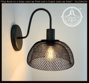 Farmhouse Black Mesh Wall Sconce