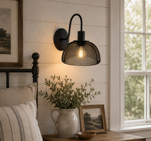 Farmhouse Black Mesh Wall Sconce