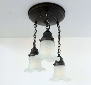 Frosted Hobnail Ceiling Light Trio - The Lamp Goods