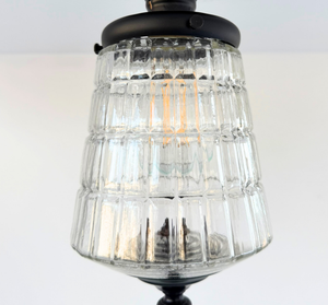 Vintage Ribbed Glass Tiered Flush Mount Light