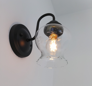Delicate Antique Clear Etched Vine Wall Sconce
