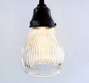 Clear Pear Holophane Pendant | 4.5" Width - The Lamp Goods