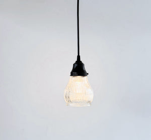 Clear Pear Holophane Pendant | 4.5" Width - The Lamp Goods