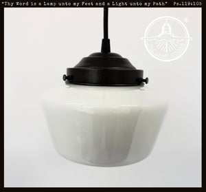 Original Schoolhouse |7"| Milk Glass PENDANT LIGHT Fixture