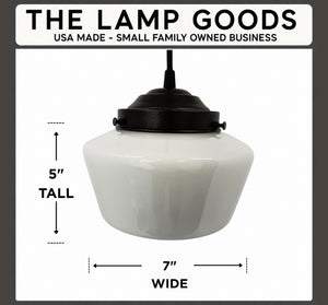 Original Schoolhouse |7"| Milk Glass PENDANT LIGHT Fixture