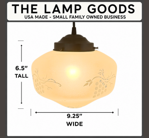 Etched Grapevine Schoolhouse Pendant Light