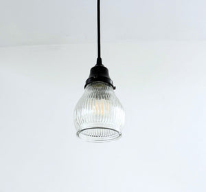Clear Pear Holophane Pendant | 4.5" Width - The Lamp Goods