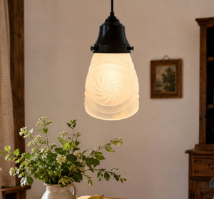 Frosted Petite Leaded Glass Pendant