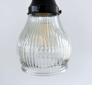 Clear Pear Holophane Pendant | 4.5" Width - The Lamp Goods