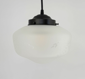 Etched Grapevine Schoolhouse Pendant Light