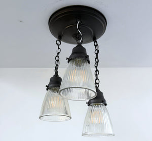 Minimalist Holophane Ceiling Light Trio - The Lamp Goods