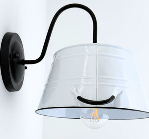 WHITE ENAMEL COUNTRY BARN WALL SCONCE