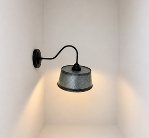 Copper-Edge Galvanized Farm Drum Wall Sconce