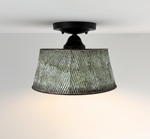 Farmhouse Lime Washed Bucket Ceiling Light