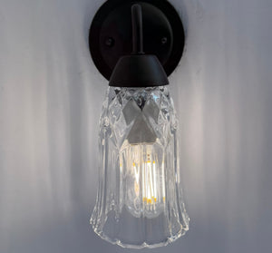 Classic Fluted Pressed Glass Wall Sconce