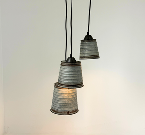 Corrugated Barn Metal Galvanized Rustic Trio Pendant