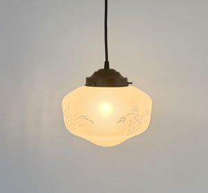 Etched Grapevine Schoolhouse Pendant Light