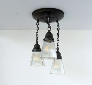 Minimalist Holophane Ceiling Light Trio - The Lamp Goods