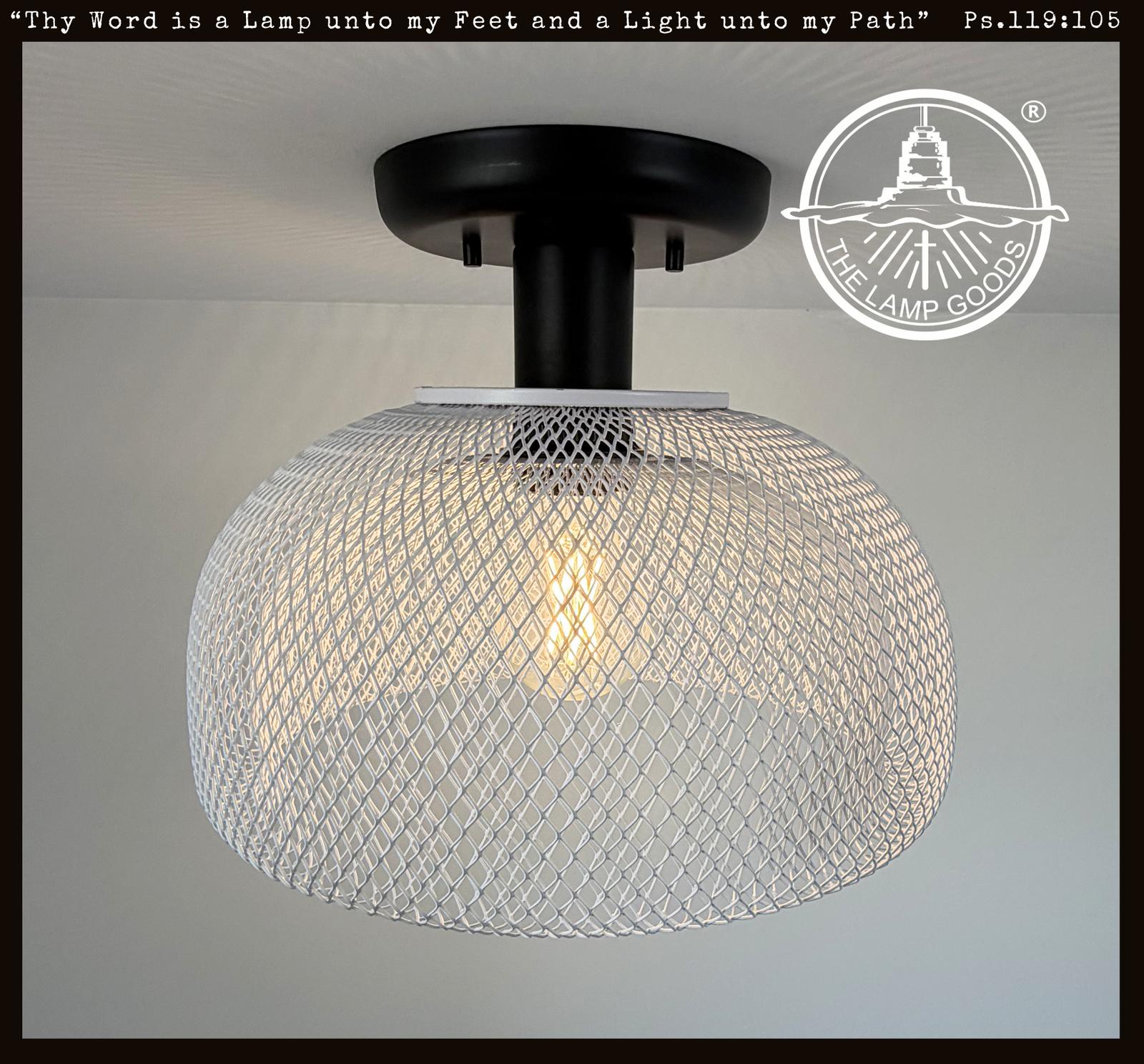 Farmhouse White Mesh Ceiling Light