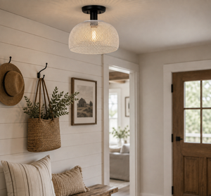 Farmhouse White Mesh Ceiling Light