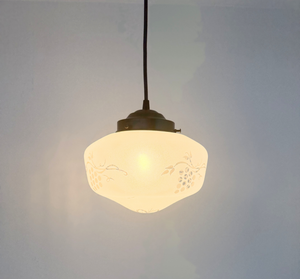 Etched Grapevine Schoolhouse Pendant Light