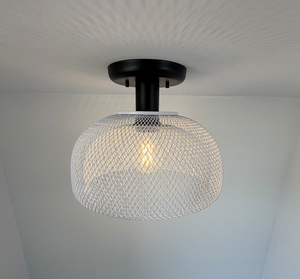 Farmhouse White Mesh Ceiling Light