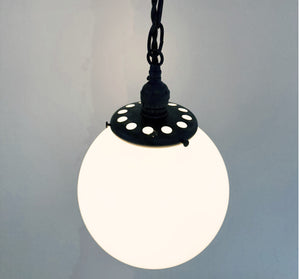 Vintage Milk Glass Ball Pendant Light