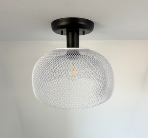 Farmhouse White Mesh Ceiling Light