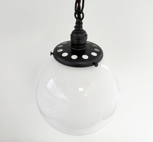 Vintage Milk Glass Ball Pendant Light