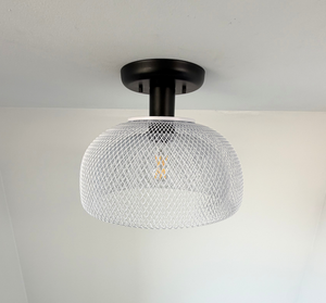 Farmhouse White Mesh Ceiling Light