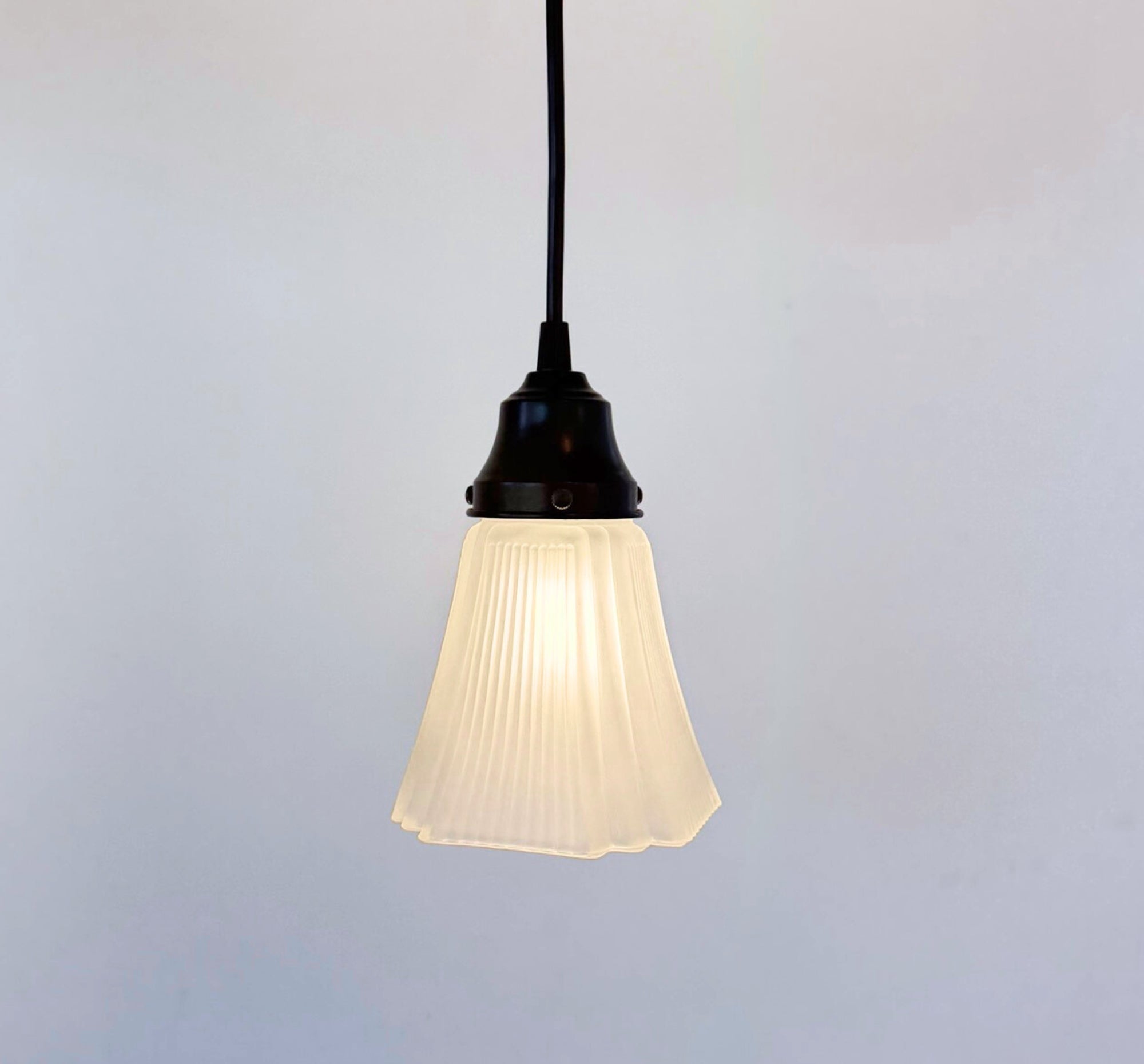 Frosted Ribbed Square Art Deco Pendant