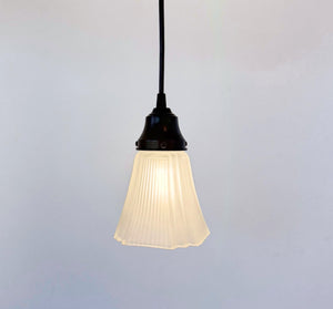 Frosted Ribbed Square Art Deco Pendant