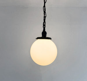 Vintage Milk Glass Ball Pendant Light
