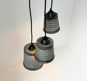 Corrugated Barn Metal Galvanized Rustic Trio Pendant
